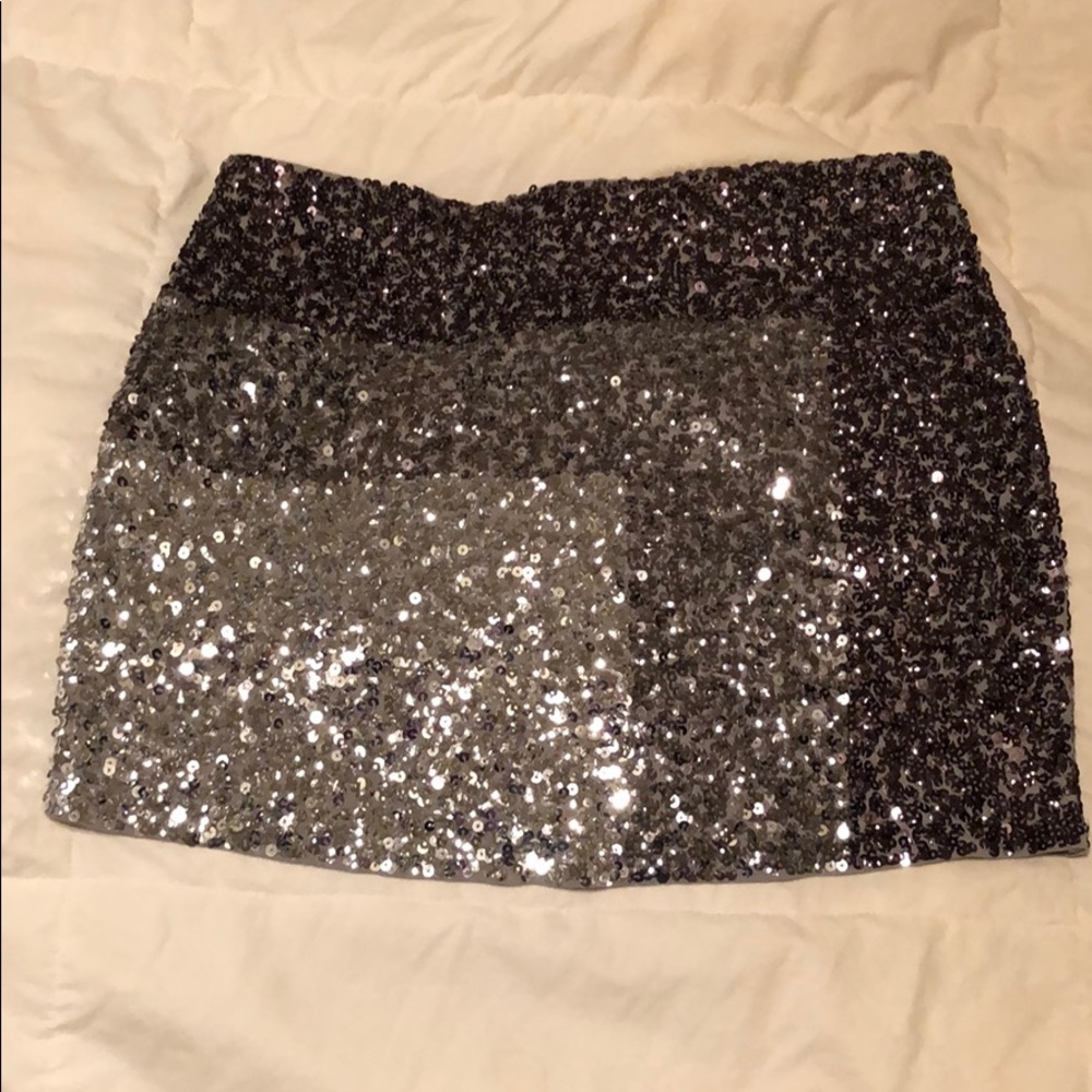 Express gray blocked sequin mini skirt